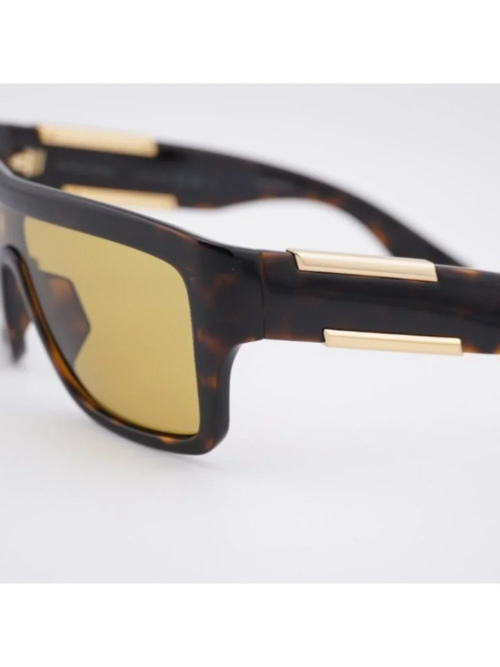 Bottega Veneta BV1451S 002 Sunglasses Dark Havana Shield Frame, Yellow Lenses